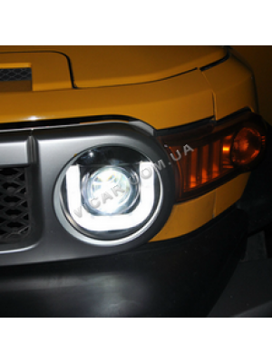 Передние линзовые фары с led элементами Toyota FJ Cruiser (2006...)